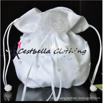 White handmade handbags beautiful flower bridal satin handbags indian bridal handbags handcraft bling crystal handbag